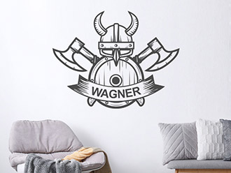 Wandtattoo Wikingerschild mit Wunschname