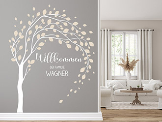 Wandtattoo Baum Willkommen mit Familienname