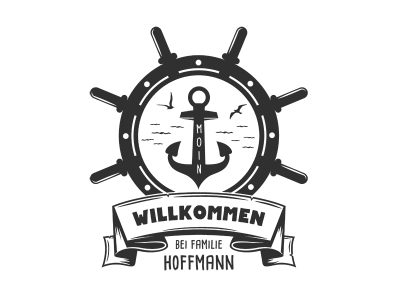 Wandtattoo Willkommen maritim mit Name Motivansicht