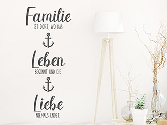 Wandtattoo Familie Leben Liebe Anker