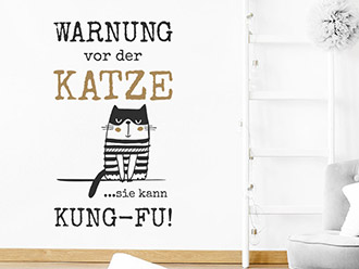 Wandtattoo Warnung vor der Katze