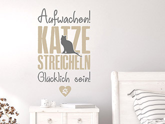 Wandtattoo Katze streicheln