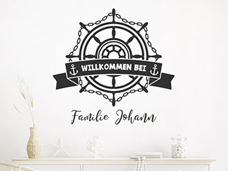 Wandtattoo Maritimes Willkommen mit Familienname