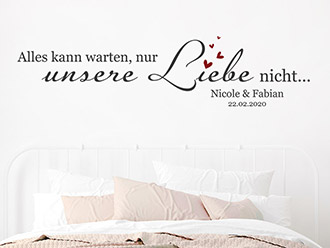 Wandtattoo Unsere Liebe mit Namen und Datum