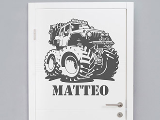 Wandtattoo Cooler Monstertruck mit Wunschname