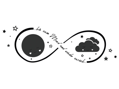 Wandtattoo Bis zum Mond und wieder zurück Motivansicht