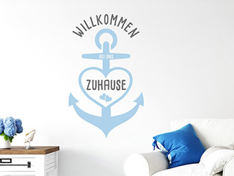 Wandtattoo Anker Willkommen bei uns zuhause