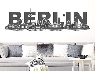 Wandtattoo Skyline Berlin Schriftzug