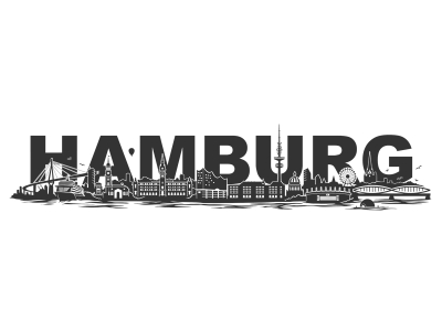 Wandtattoo Skyline Hamburg Schriftzug Motivansicht
