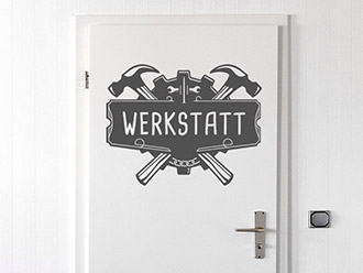 Wandtattoo Türschild Werkstatt