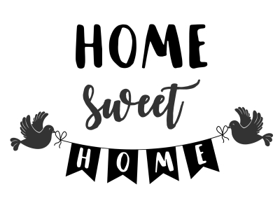 Wandtattoo Home sweet home mit Girlande Motivansicht
