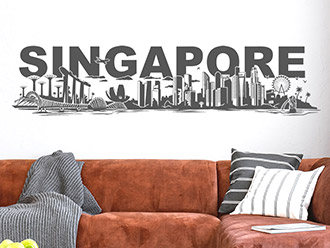 Wandtattoo Skyline Singapore Schriftzug