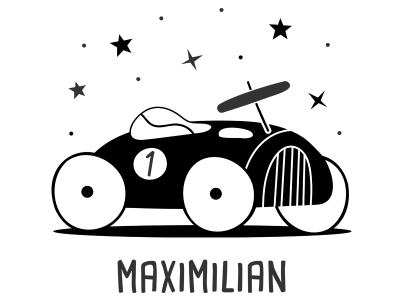 Wandtattoo Spielzeugauto mit Wunschname Motivansicht