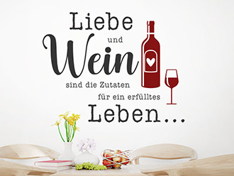 Wandtattoo Liebe und Wein