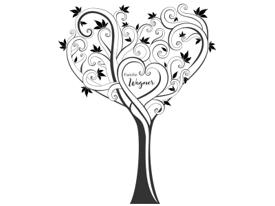 Wandtattoo Herzbaum mit Familienname Motivansicht