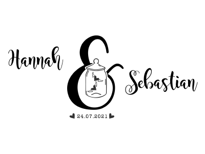 Wandtattoo Fliegende Herzen mit Namen und Datum Motivansicht