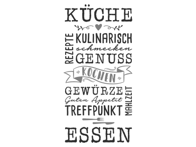 Wandtattoo Küche mit Herz Motivansicht