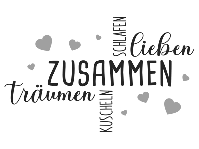 Wandtattoo Zusammen träumen mit Herzen Motivansicht