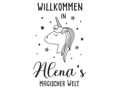 Wandtattoo Magisches Einhorn mit Name Motivansicht
