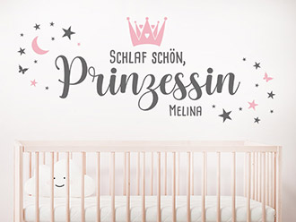 Wandtattoo Schlaf schön Prinzessin mit Name