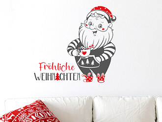 Wandtattoo Fröhlicher Weihnachtsmann