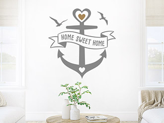 Wandtattoo Home Sweet Home mit Anker