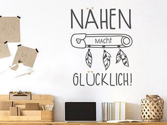 Wandtattoo Nähen macht glücklich