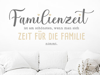 Wandtattoo Familienzeit mit Herzen