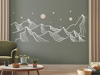 Wandtattoo Moderne Berglandschaft mit Punkten