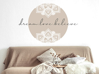 Wandtattoo Dream Love Believe Mandala