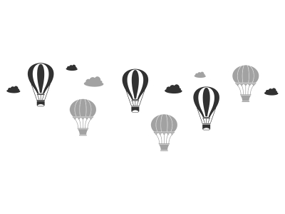 Wandtattoo Set mit Heißluftballons und Wolken Motivansicht