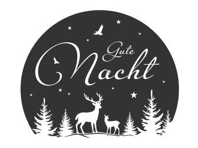 Wandtattoo Gute Nacht mit Vollmond und Hirschen Motivansicht