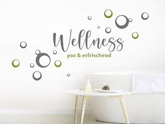 Wandtattoo Wellness pur mit Seifenblasen