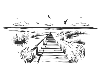 Wandtattoo Steg in den Dünen Motivansicht