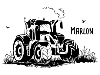 Wandtattoo Traktor mit Name Motivansicht
