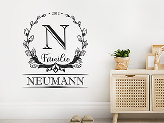 Wandtattoo Familienornament mit Name