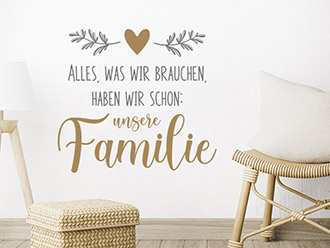 Wandtattoo Unsere Familie mit Herz