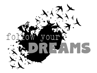 Wandtattoo Follow your dreams mit Vögeln Motivansicht