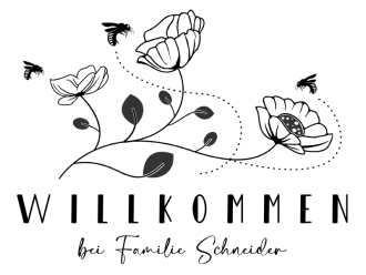 Wandtattoo Willkommen mit Blumen und Bienen Motivansicht