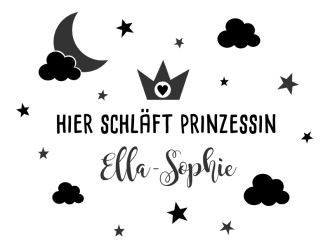 Wandtattoo Hier schläft Prinzessin Wunschname Motivansicht