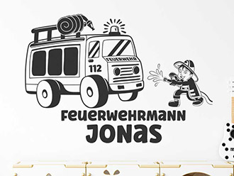 Wandtattoo Feuerwehrmann mit Wunschname