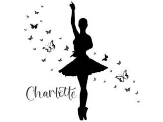 Wandtattoo Ballerina mit Schmetterlingen Motivansicht