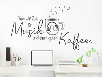 Wandtattoo Musik und guter Kaffee