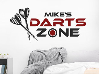 Wandtattoo Darts Zone mit Name