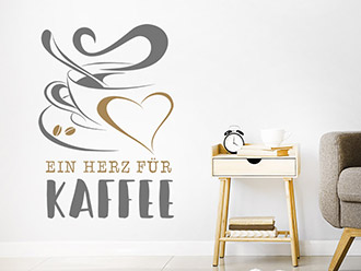 Wandtattoo Ein Herz für Kaffee