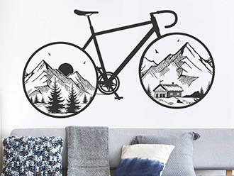 Wandtattoo Rennrad mit Berglandschaft