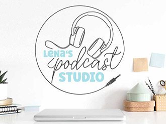 Wandtattoo Podcast Studio mit Name
