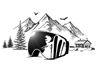 Wandtattoo Skibrille im Schnee Motivansicht