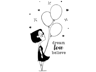 Wandtattoo Mädchen mit Ballons Motivansicht