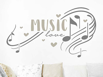 Wandtattoo Music love Noten